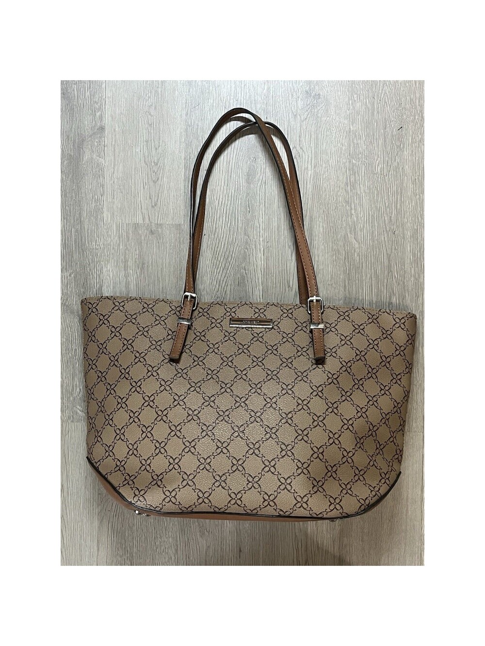 Vintage Nine West Monogram Brown Tote Handbag